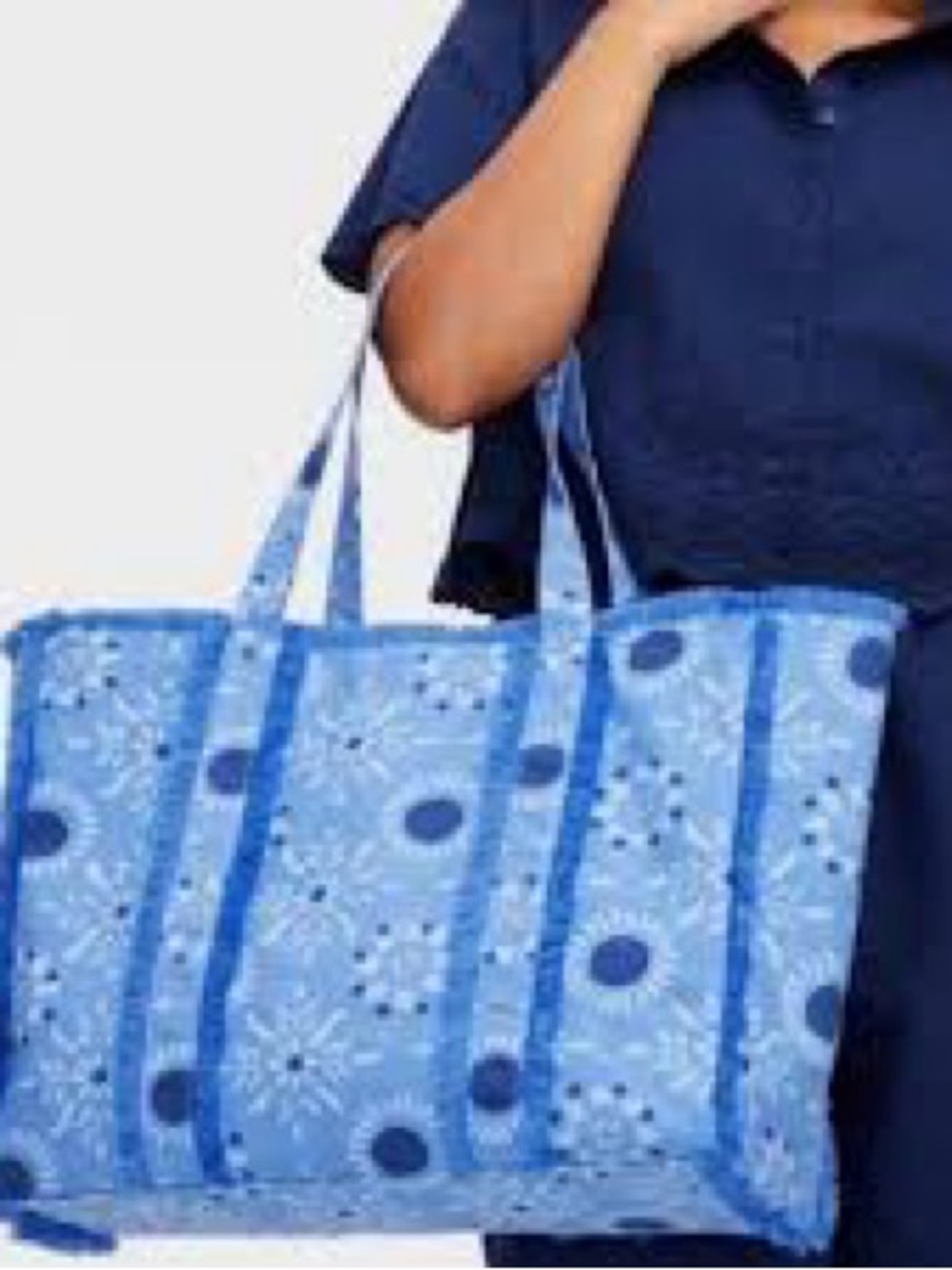 Roller Rabbit x Target - Blue Star Medallion Fringe Canvas Tote
